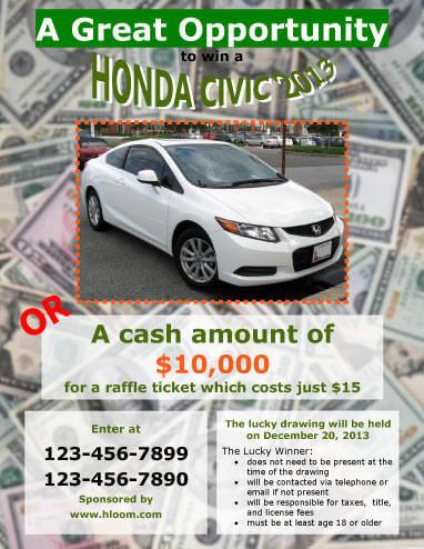 raffle flyer prize cash templates car template hloom fundraising flyers tickets ticket winners guidelines