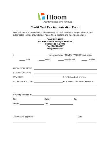 Credit Card Authorization Form Template Free from www.hloom.com