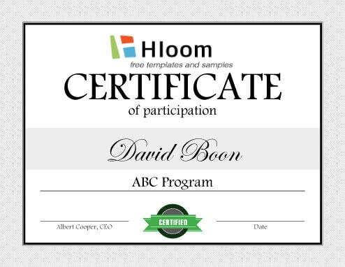 Program Participation Certificate