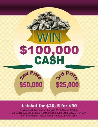 raffle flyer template with 3 cash prizes