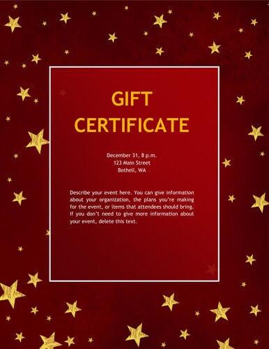 Red and yellow stars holiday certificate