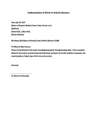 Absence Letter Template Absence Letter Template