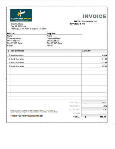Plantillas De Factura De Venta 27 Ejemplos En Word Y Excel Hloom