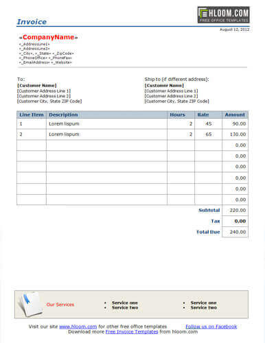 25 Free Service Invoice Templates Billing In Word And Excel Hloom