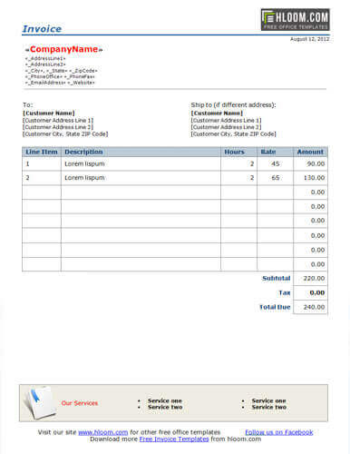 Invoice Bill Template from www.hloom.com