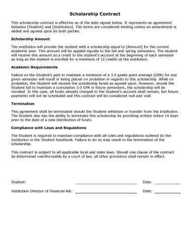 Student Contract Template