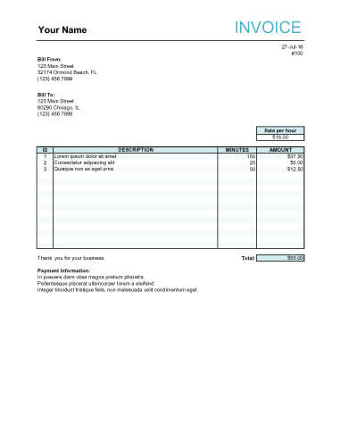 Self Employed Personal Invoice Template Word