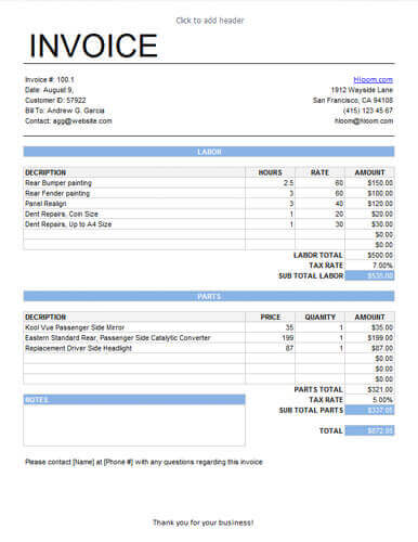 25 Free Service Invoice Templates Billing In Word And Excel Hloom