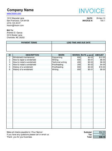 10 Free Freelance Invoice Templates Word Excel Hloom