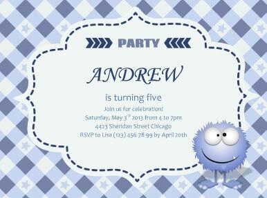 Simple Blue Boy Kids Party Invitation