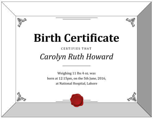 Simple Printable Birth Certificate