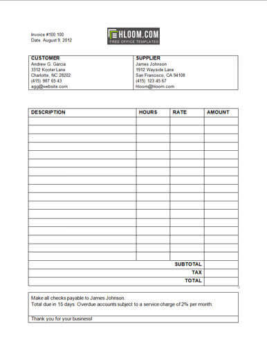 Itemized Invoice Template from www.hloom.com