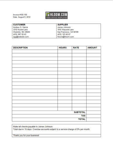 25 Free Service Invoice Templates Billing In Word And Excel Hloom