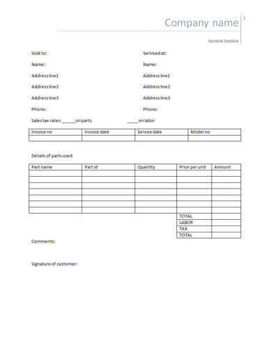 25 Free Service Invoice Templates Billing In Word And Excel Hloom