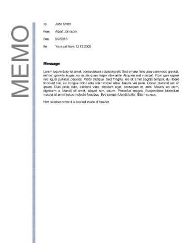 Free Memorandum Template Sample Memo Letter
