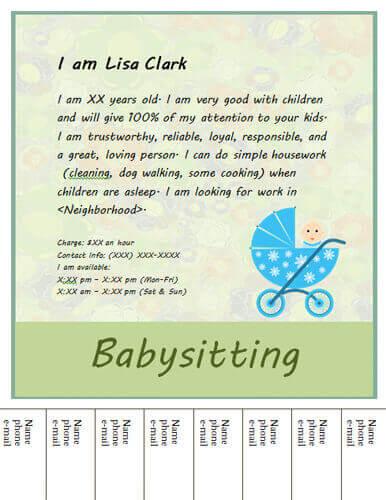 babysitting flyers and ideas  16 free templates