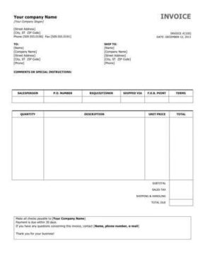 commercial invoice example