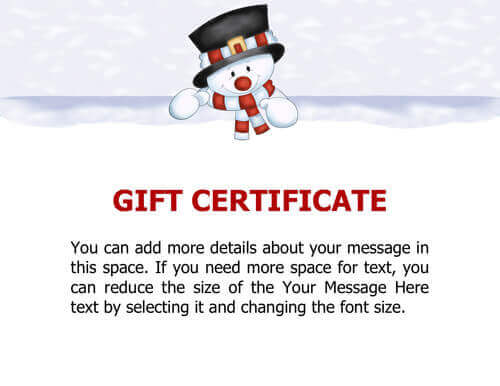 Snowman sample gift certificate