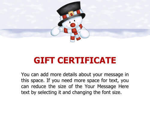 Snowman Sample Gift Certificate