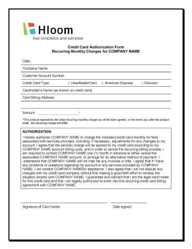credit card authorization forms hloom com payment authorization form