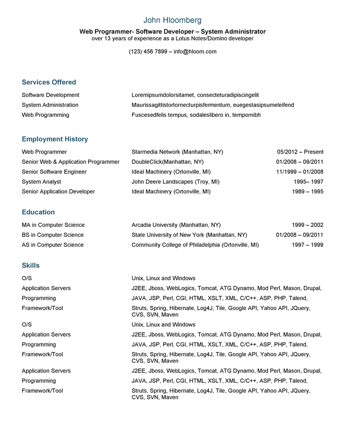 Free Resume Templates Downloadable Hloom