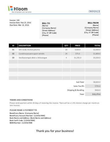 Technicalities Invoice Template Word
