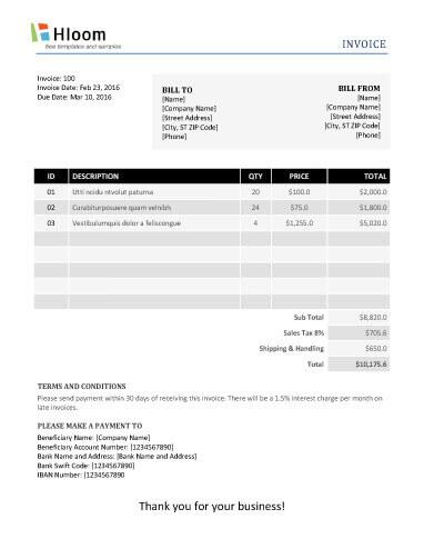 19 Blank Invoice Templates Microsoft Word Hloom