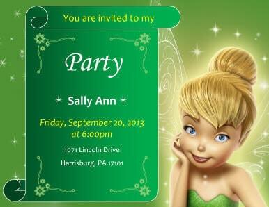 Tinkerbell Kids Party Invitation