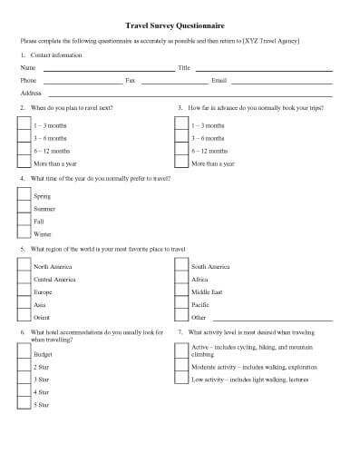 32 Sample Questionnaire Templates in Microsoft Word