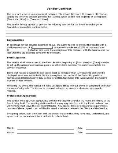 Food Vendor Contract Template from www.hloom.com