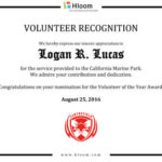 Certificat de reconnaissance pour bénévoles