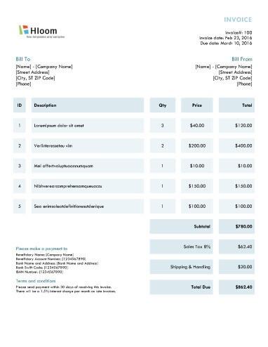 19 Blank Invoice Templates Microsoft Word Hloom