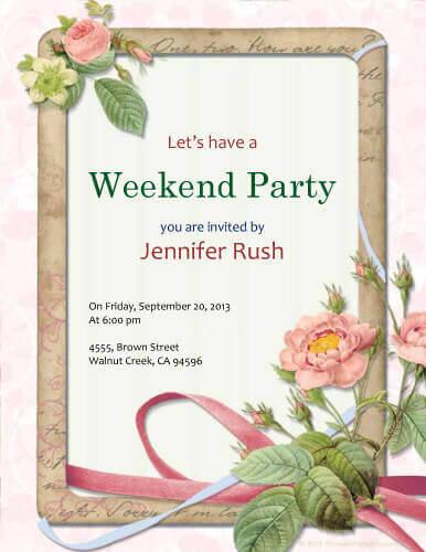 Weekend party flower invitation