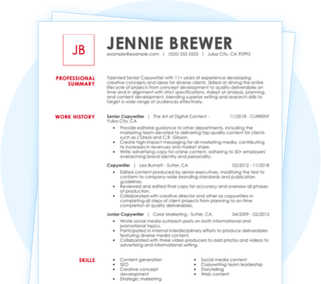 copywriter resume Template