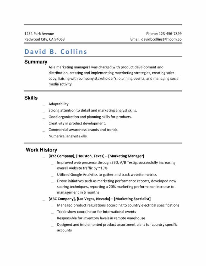 Creative marketing manager resume sample