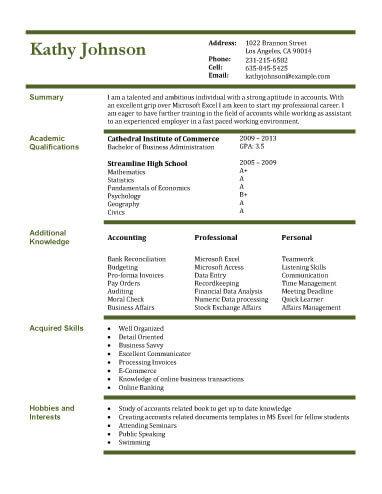 Entry level Accounting Assistant Resume Template