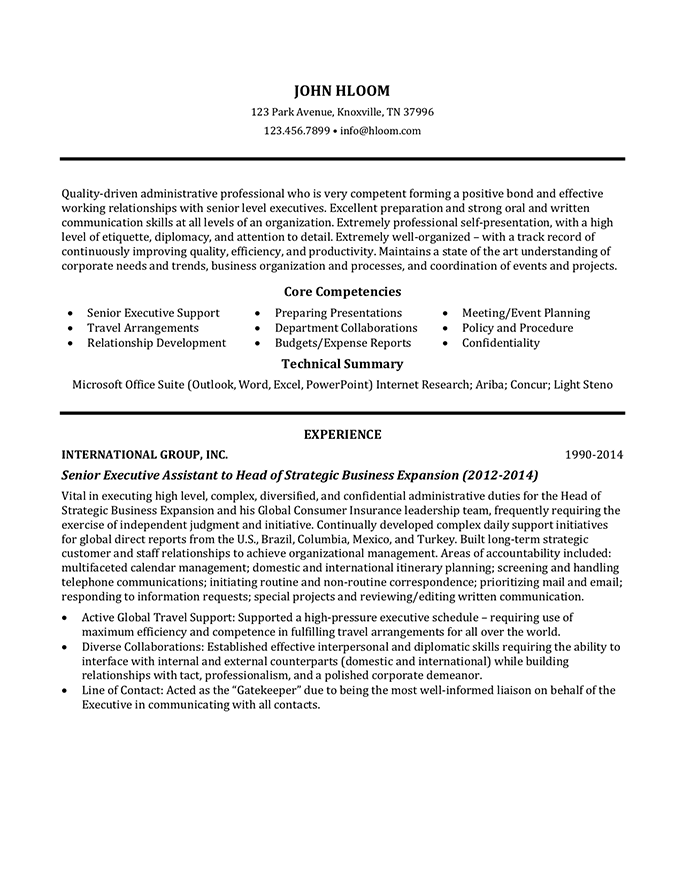 Executive Assistant resume template
