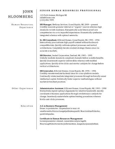 Experienced Human Resource Resume Template