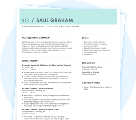 Experienced medical assistant resume template