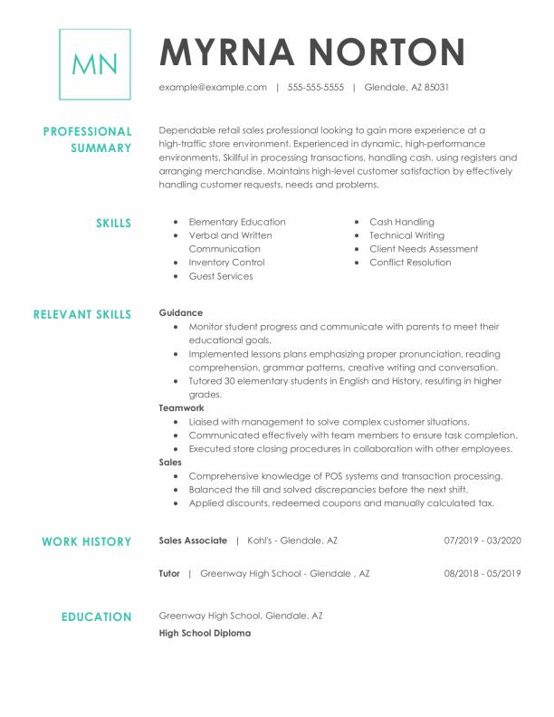 Experienced Retail Sales Professional Functional Resume Template
