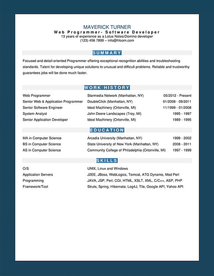 Casual Blue Resume Template