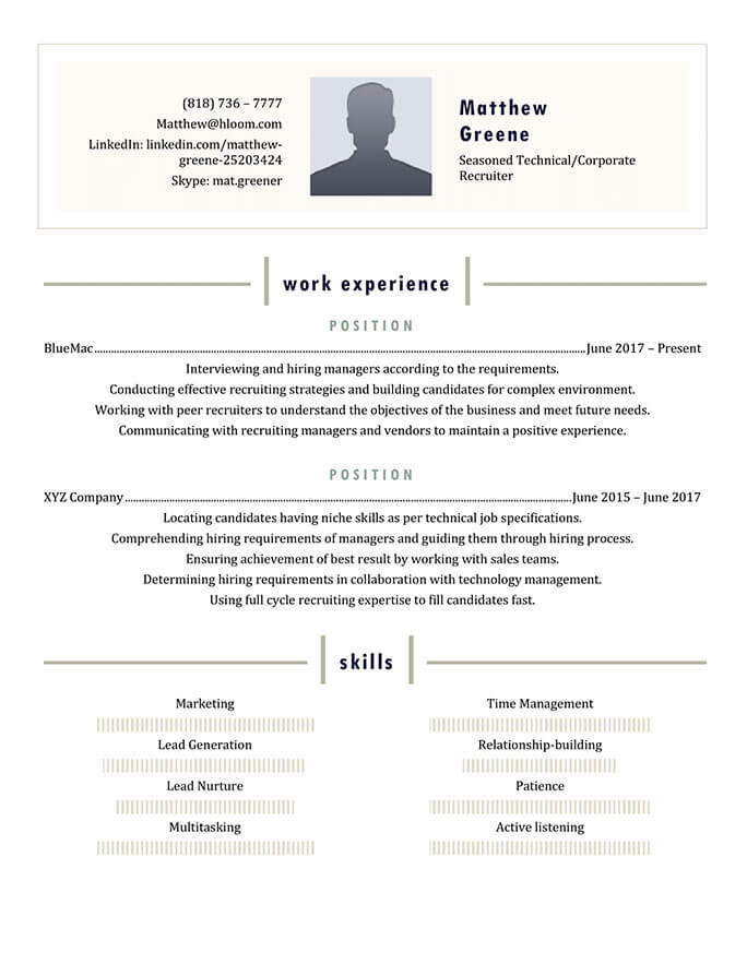 Front Center Resume Template
