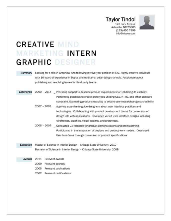 Graphical arts resume example