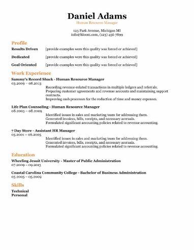 Information Resume Template