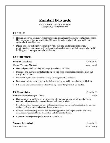 HR Manager Combination Resume Template