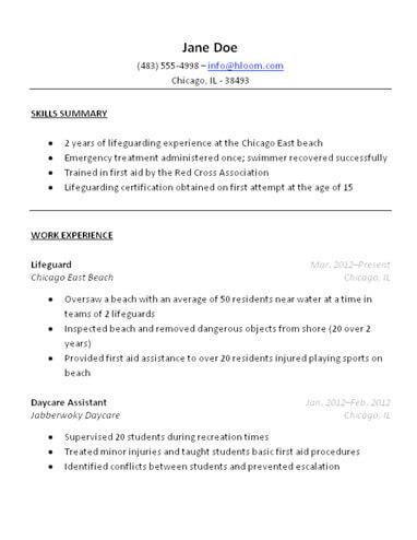 great lifeguard resume sample