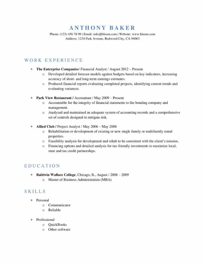 Head Financial Analyst Resume Template