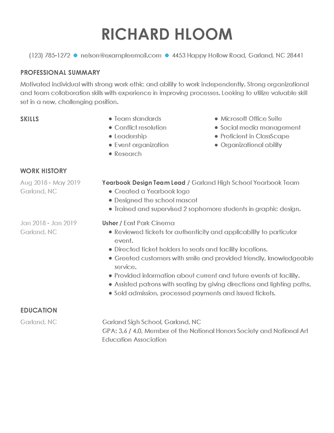 Resume' Template from www.hloom.com
