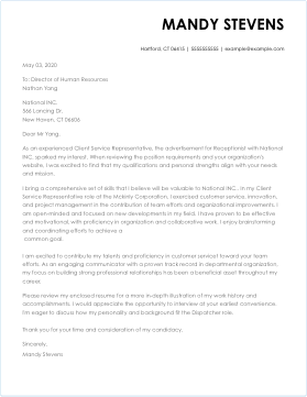 Human Resource Director Cover Letter Sample