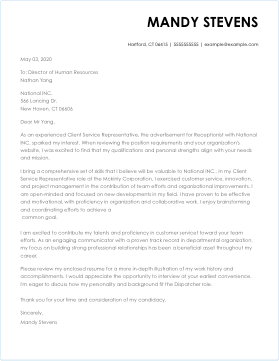 cover letter 2022 examples